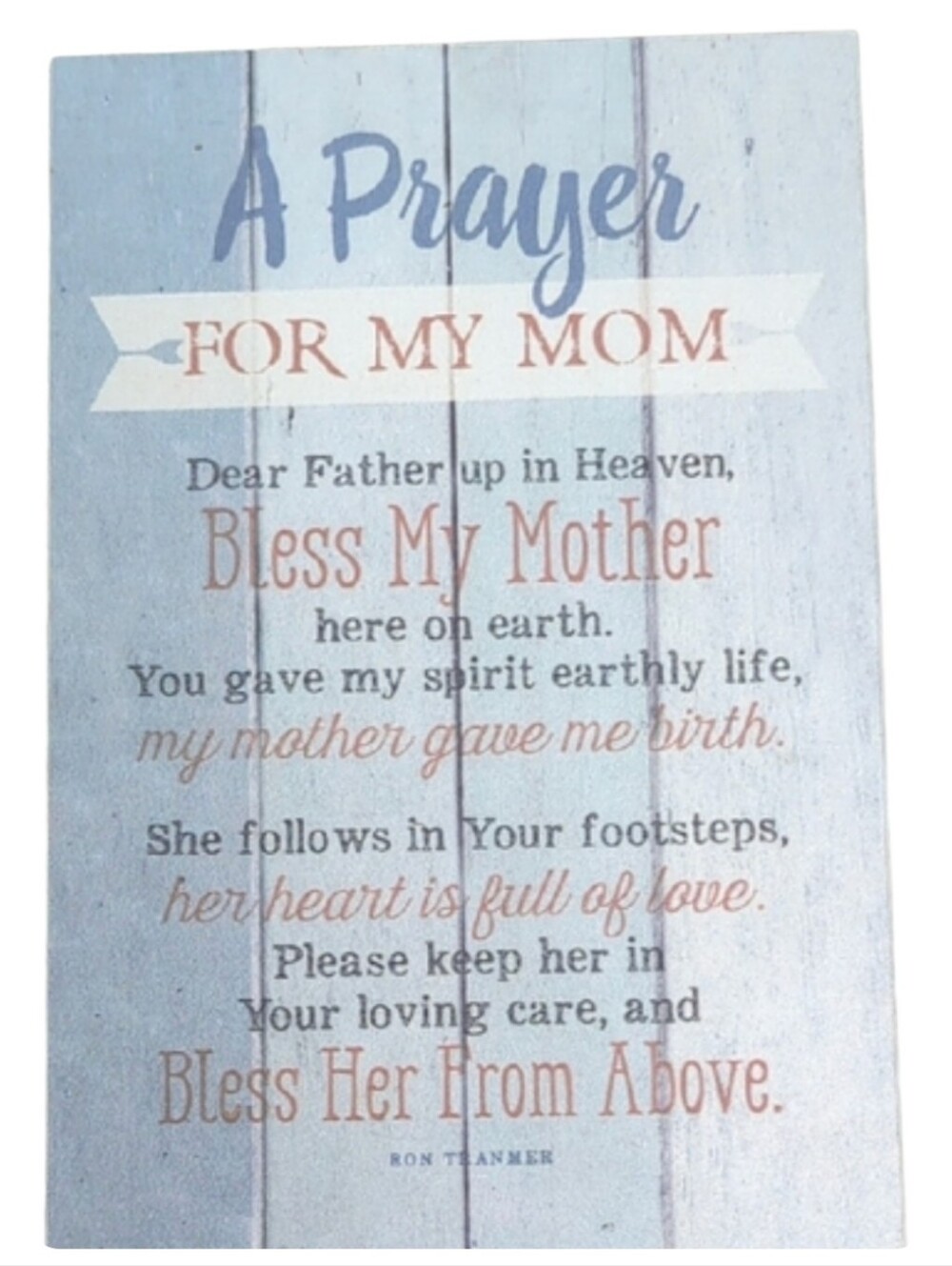Inspirational Prayer Plaque for Mom. Mother's Day.